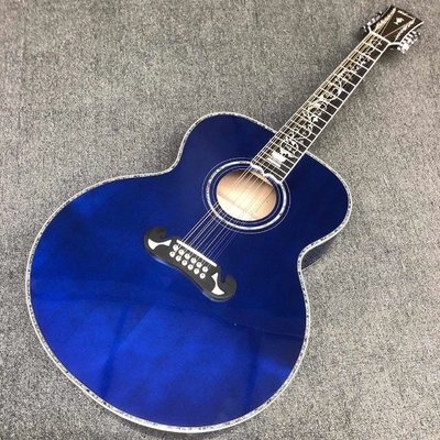 China Custom 12 strings Blue color G200 classic acoustic guitar, Solid Sprue top,Factory Custom Maple body guitar supplier