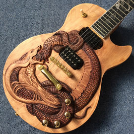 China Custom guitar, carved dragon pattern, ebony fingerboard, free shipping supplier