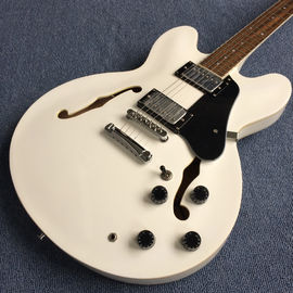 China Hollow body jazz electric guitar, Double F holes white electric guitar supplier