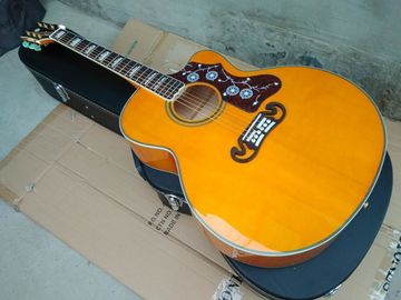 China Top quality Yellow 43 inch Cutaway G200 classical Acoustic Guitar,Factory Tiger Flame maple G200vs guitar Acoustic supplier
