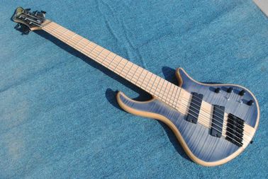 China Custom Blue Flame Maple top Neck through body 6 strings Electric Bass Guitar supplier
