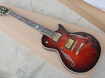 China Semi-hollow Electric Guitar with Mahogany Neck,Black Pickguard,Gold Hardware supplier