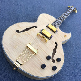 China New style high-quality hollow body jazz electric guitar, flamed maple top electric guitar supplier