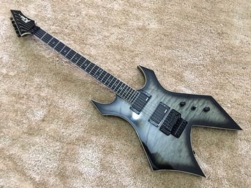 China B.C.RICH custom guitar Black Floyd rose Quilted maple body with EMG active pickups Ebony fretsboard colorized MOP inlay supplier