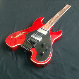 China Custom New high-quality Headless Electric Guitar With Tiger striped in Red supplier