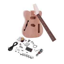 China TL Tele Style Unfinished Electric Guitar DIY Kit Mahogany Body with F Soundhole Maple Wood Neck Rosewood Fingerboard supplier