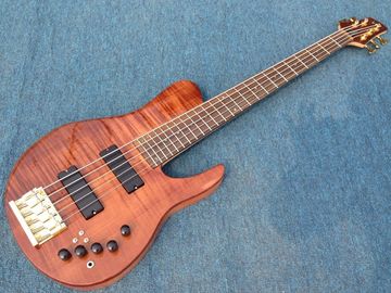 China High End Flamed Maple Top Neck Through Body 5 strings gold Hardware Bass Guitar Guitarra custom bass guitar bass supplier