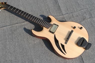 China High-grade customized jazz six-string electric guitar double knife hole half-hollow electric guitar in wood color supplier