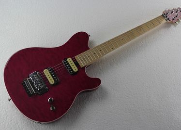 China Dark-red Body Electric Guitar with Quilted Maple Veneer and Double Rock,Offer Customized supplier