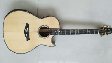China Free shipping dreadnought customize guitar cut-away AAAA all solid single cut guitar custom acoustic electric guitar supplier