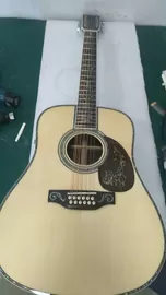 China AAAAA all solid wood 12 strings dreadnought body fancy abalone handmade acoustic electric guitar supplier