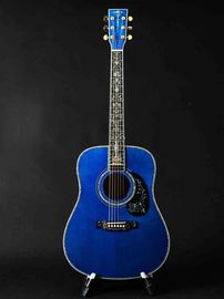 China OEM custom guitar 41 inch solid spruce quilted maple blue color D style handmade Acoustic Guitar supplier