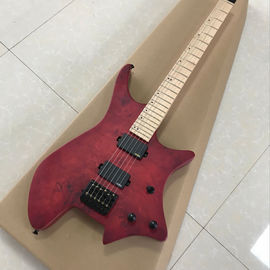 China GRAND Red burst color Headless Electric Guitar 2019 New arrival solid wood guitar,Black hardware Free shipping supplier