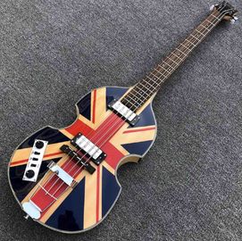China Custom British flag Hofner Violin 4 strings Electric bass guitar BB2 Icon Series Hofner Flame maple vintage CT bass supplier