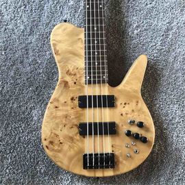 China Factory Custom Factory 5 strings Wood color Whole body Butterflys electric bass Black metal hardware supplier