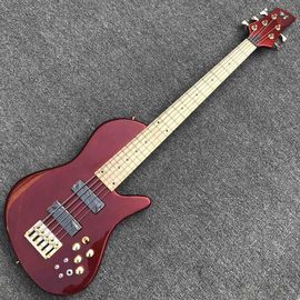 China Metallic red Butterfly 5 strings Ash wood Bass Guitar,Factory custom Neck through body 9V active pickups Electric Bass supplier