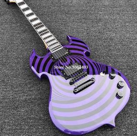 China High quality shaped electric guitar purple paint circle black veneer rosewood fingerboard FREE shipping costs supplier