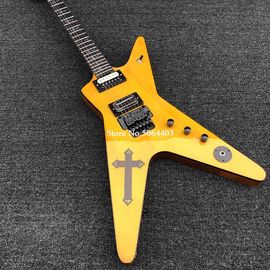 China Irregular Special-shaped electric guitar yellow paint rosewood fingerboard double-wave electric guitar free shipping supplier
