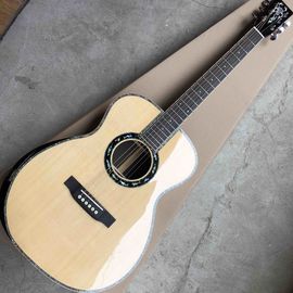 China Custom 2020 New Real Abalone Aaaa All Solid Spruce Round Body Maple Binding Acoustic Guitar supplier