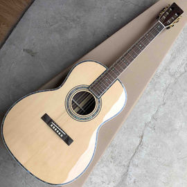 China OEM custom acoustic guitar OOO body shape Guitar solid Spruce top real abalone binding and ebony fingerboard supplier
