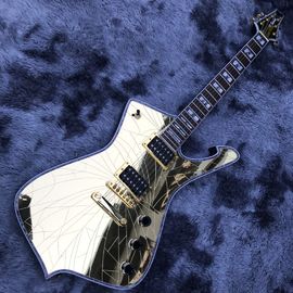 China Custom New 6 Strings Advanced Electric Guitar Special-Shaped Guitar Mirror Crack Guitar Silver Hardware Customizable supplier