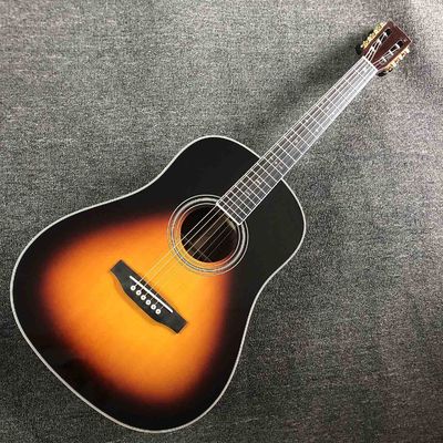 China Custom AAAA All Solid 28D Ebony Fingerboard Acoustic Guitar in Sunburst supplier
