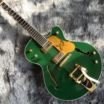 China Custom Grand Gret Model Semi Hollow Body Jazz Electric Guitar In Green Color supplier