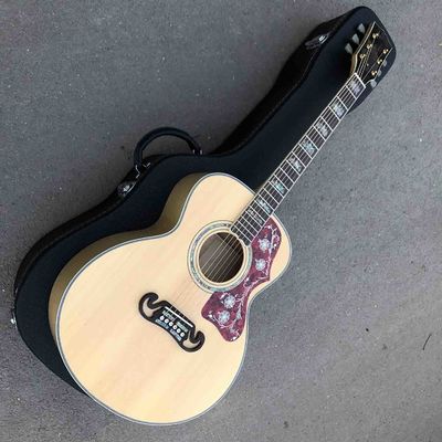 China Custom Grand 43 Inch Jumbo AAAAA All Solid Wood Acoustic Guitar in Natural Color supplier