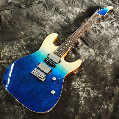 China 2021 New Style Flamed Maple Top Customized Electric Guitar in Blue Color supplier