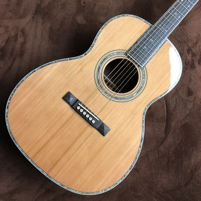 China Custom OO42 Classic Headstock Acoustic Guitar Solid Cedar Top Real Abalone Acoustic Guitar supplier
