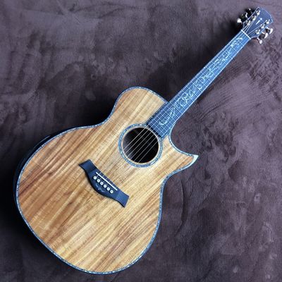 China Custom 2021 New Style GPS14 with Angle Cut Corners Real abalone Inlay KOA Wood Acoustic Guitar supplier