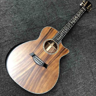China Custom 41 Inch Matte Solid KOA Top Acoustic Guitar with Abalone Ebony Fingerboard ArmRest KOA Wood Guitar supplier