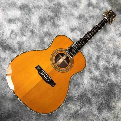 China Custom 40 Inch OM Body Acoustic Guitar in Yellow Abalone Binding supplier