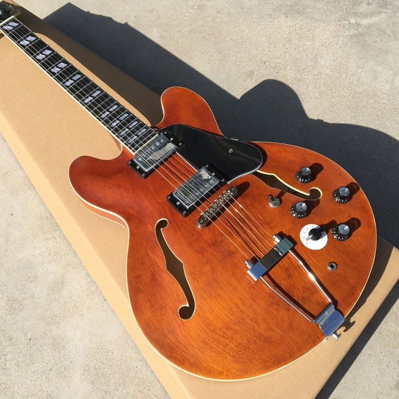 Matt Brown color ES335 Jazz Electric Guitar,Top quality Hollow Body Archtop 335 Jazz Guitarra,5