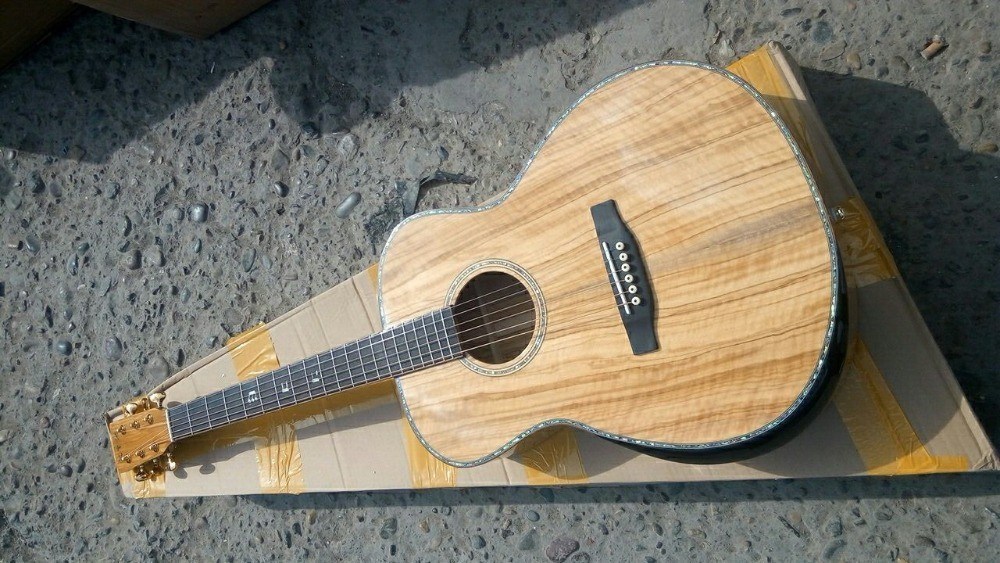 AAAA all Solid custom olive wood OM style custom guitar Gotoh tuner peg