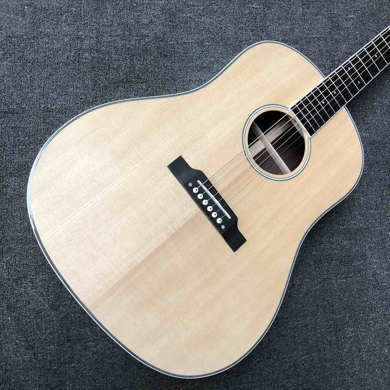 Custom Grand J45AA Solid Wood Acoustic Guitar White Binding in Natural