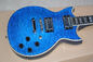 Custom Blue Body Electric Guitar with Flame Maple Veneer,Chrome Hardwares,White Binding body and neck supplier