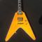 Good quality Electric Guitar with yellow colors and flybird shape by two pickups flying v electric guitar supplier