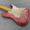 High Quality Electric Guitar Relic Retro Strat Electric Guitar with Pink Flower Color free shipping supplier