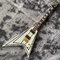 Custom Jackson V electric guitar white color in black strips with gold hardware accept guitar OEM supplier