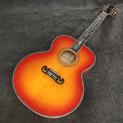 China Custom Grand jumbo 43 inch J200 water ripple back side with kinds colors Acoustic Guitar life tree inlay neck, vintage supplier