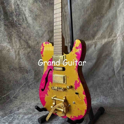 China Custom Flamed Maple neck alder body HSH pickup locking tuner stainless steel fret reverse headstock aged relic Electric supplier