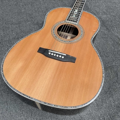 China Custom 39 inch OOO body abalone binding slotted headstock cedar acoustic guitar supplier
