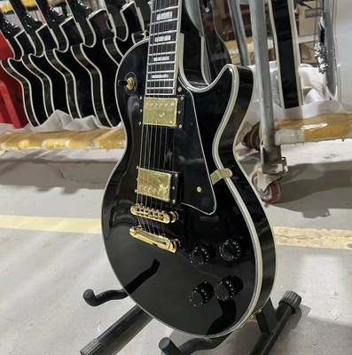 China Custom GB Style LP Les Paul Electric Guitar, Mahogany Body, Ebony Fretboard, Black Color, Golden Hardware, Fret Binding supplier