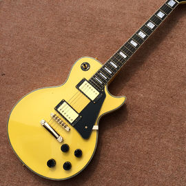 China Custom LP electric guitar, Ebony fingerboard egg yellow gold hardware electric guitar, Free shipping supplier