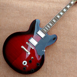 China New high quality hollow body jazz 335 electric guitar, Maple top &amp; back Dual tone output electric guitar, free shipping supplier