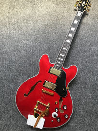 China Classic Red ES 335 Jazz Guitar bigsby tremolo system ebony fingerboard electric Jazz Guitar free shipping supplier