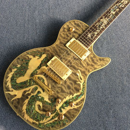 China New high-quality custom LP electric guitar, Abalone Dinosaur inlaid fingerboard &amp; body custom LP Electric guitar supplier
