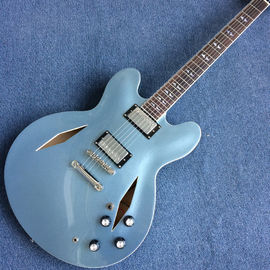 China Hollow body jazz electric guitar, Blue Jazz Guitar,Rosewood Fingerboard supplier