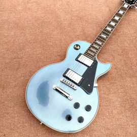 China High quality custom LP electric guitar, metallic blue, chrome hardware electric guitar supplier